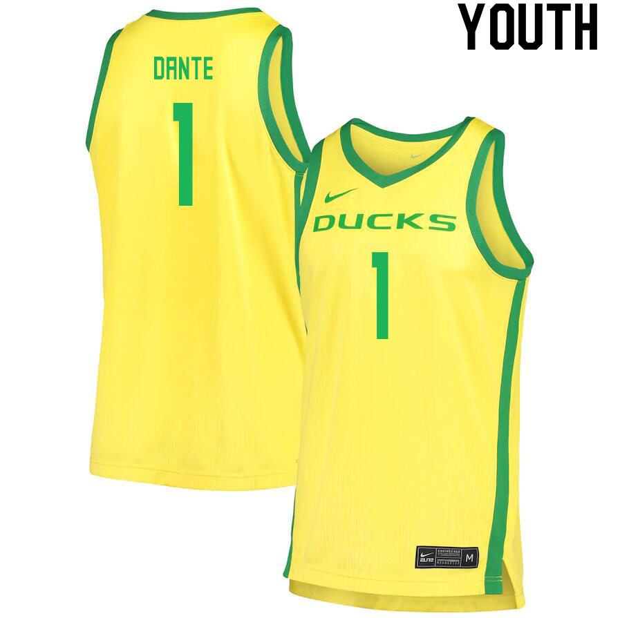 Youth # #1 N'Faly Dante Oregon Ducks College Basketball Jerseys Sale-Yellow - Click Image to Close